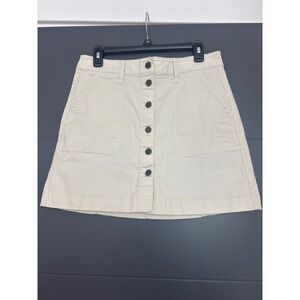 J Crew‎ Mercantile Button Front A Line Skirt Khaki Tan Cotton Blend Women Size 6